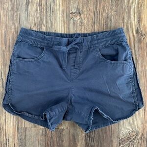Eddie Bauer Chino Shorts Womens 8 Blue Mid Rise 4” Inseam Elastic Waist Casual